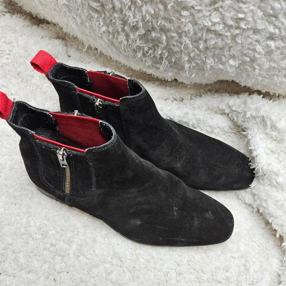 Asos‎ Black Suede Leather Chelsea Ankle Boots mens sz 6